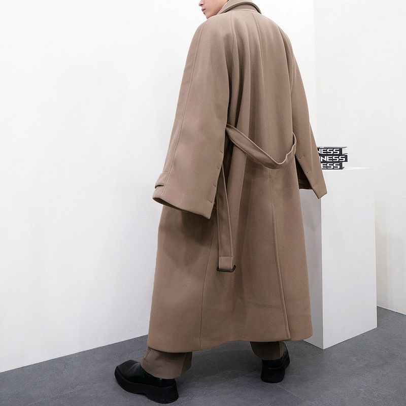 SK Button slit wool robe long coat (3 colors)