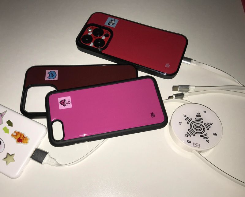  rose-pink square patch epoxy phone case