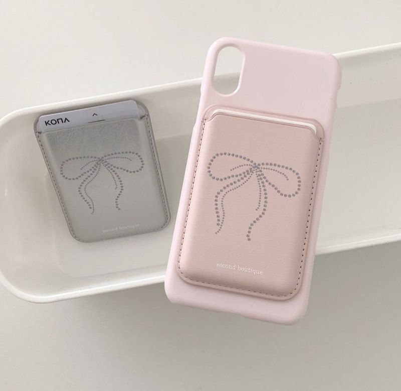 [MADE]  Twinkle ribbon magsafe card wallet(ver.2)_SILVER