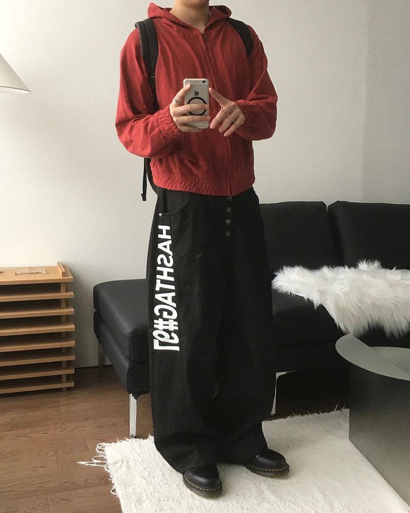 Hash Lettering Denim Pants