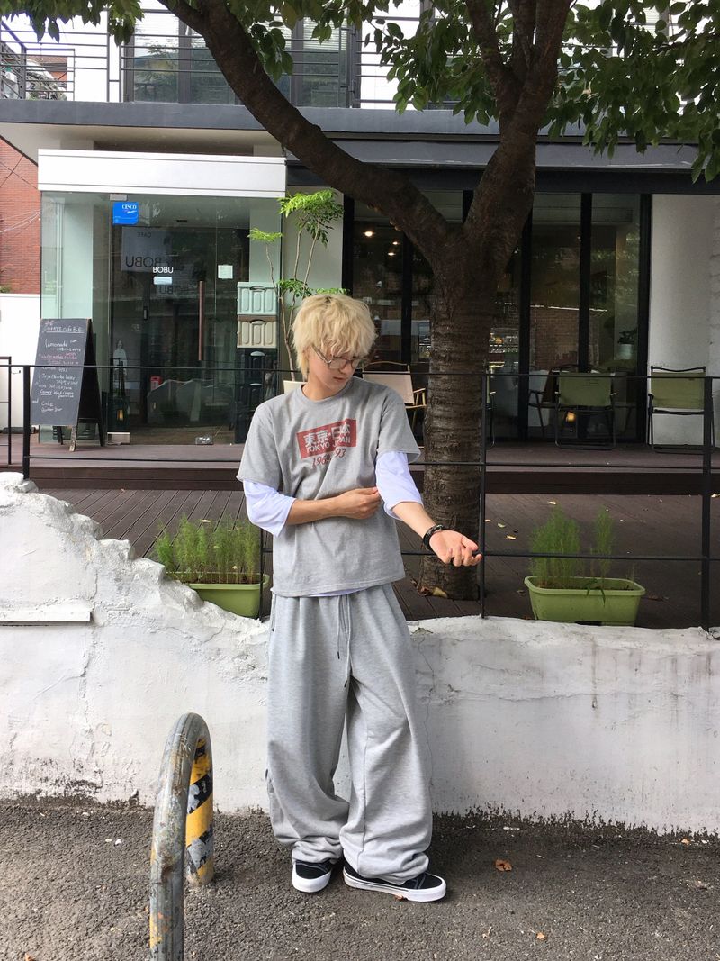 OEN Pintuck Heavy Wide Sweatpants 3C