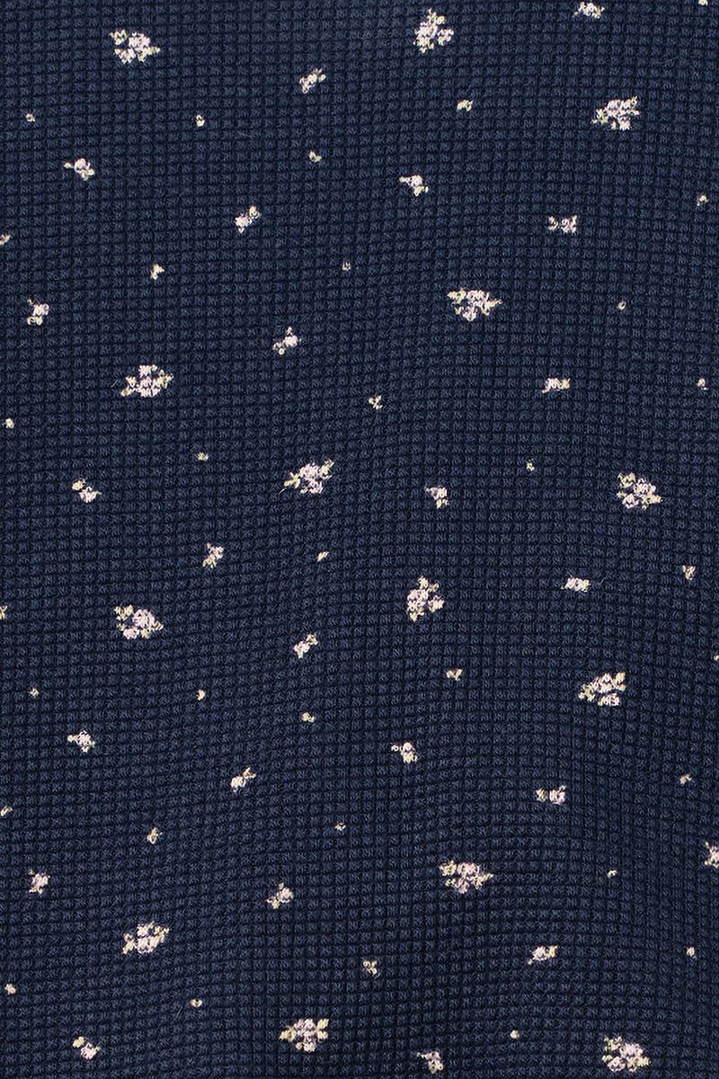 Floral waffle hoodie_navy