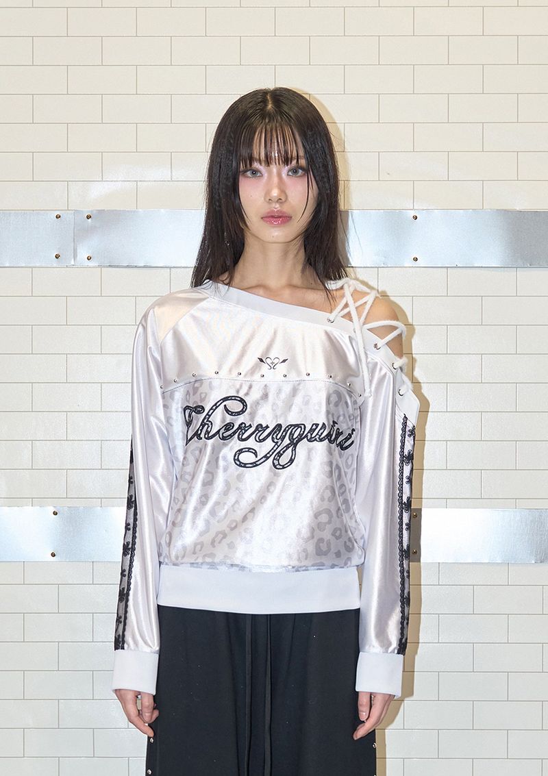 leopard lace uniform mtm - white