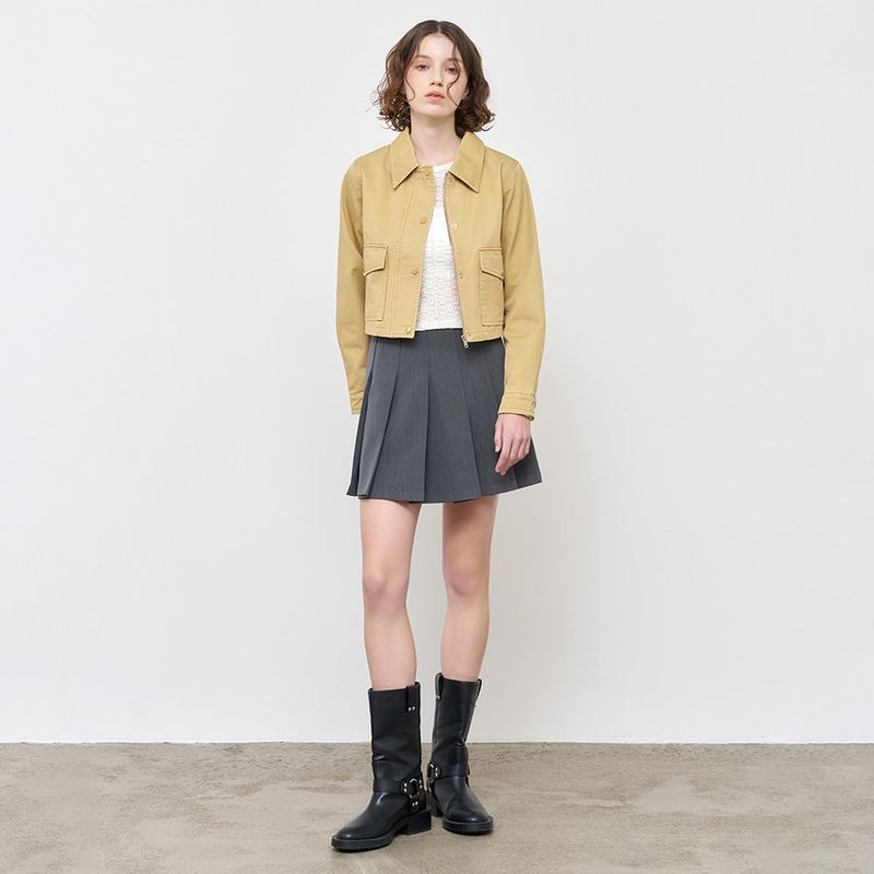 GENERAL IDEA（ジェネラルアイディア）の「WOMAN ジップアップコットンショートジャケット [BEIGE]（ジャケット/アウター）」