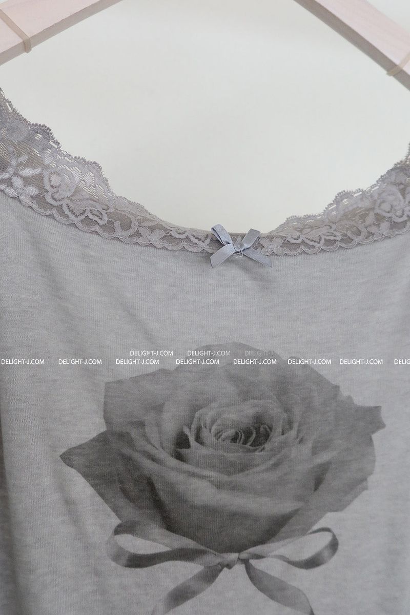 rose lace off-shoulder T-shirt