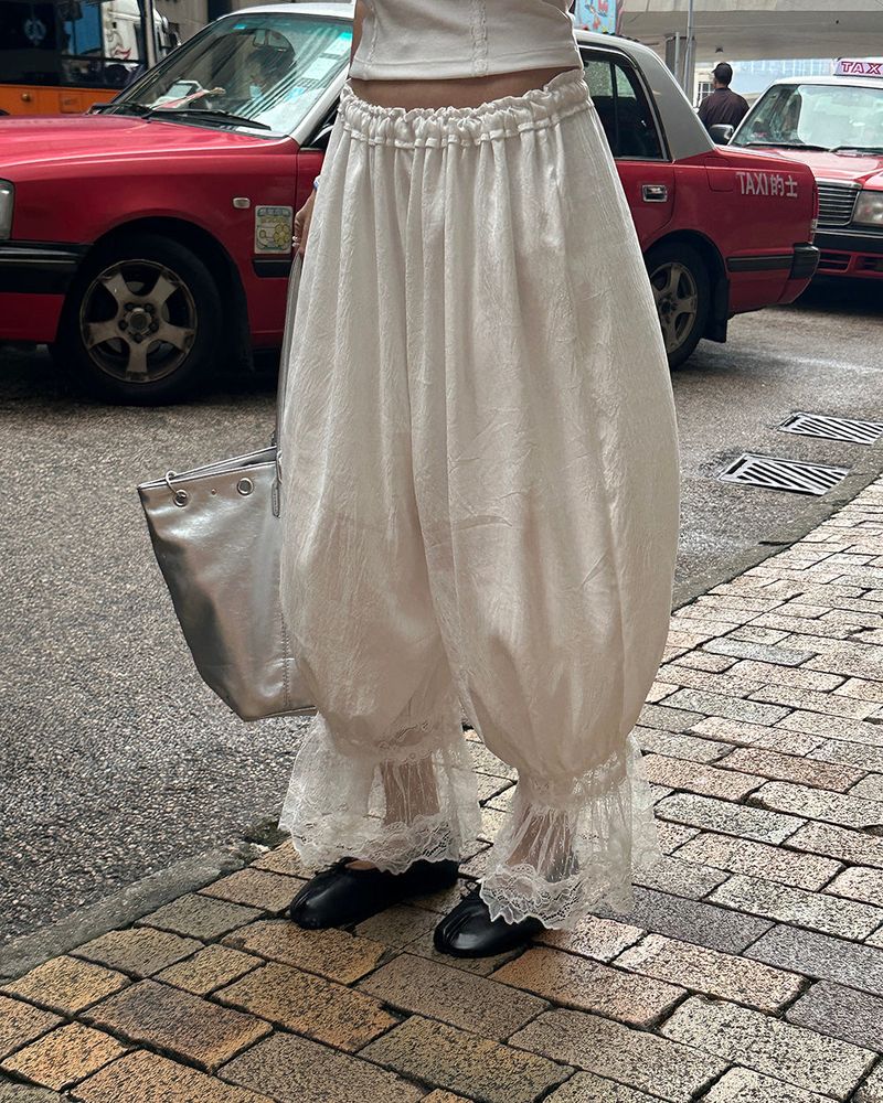 レース カプリ バルーン ワイド パンツ