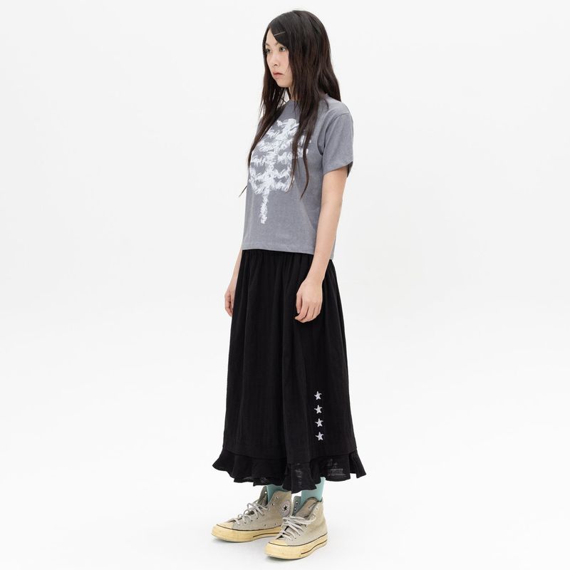 Lace Bone Angel Tee - Charcoal