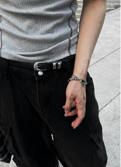 2TYPE [Ball Mix, Double Chain Mix] Layered Silver Bracelet