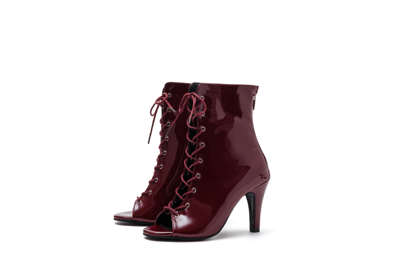 Basic Patent Open Toe Heel(Burgundy)