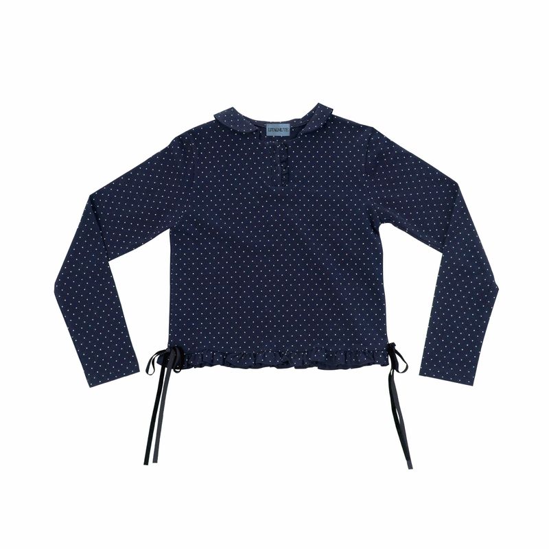 dot frill tee (navy)