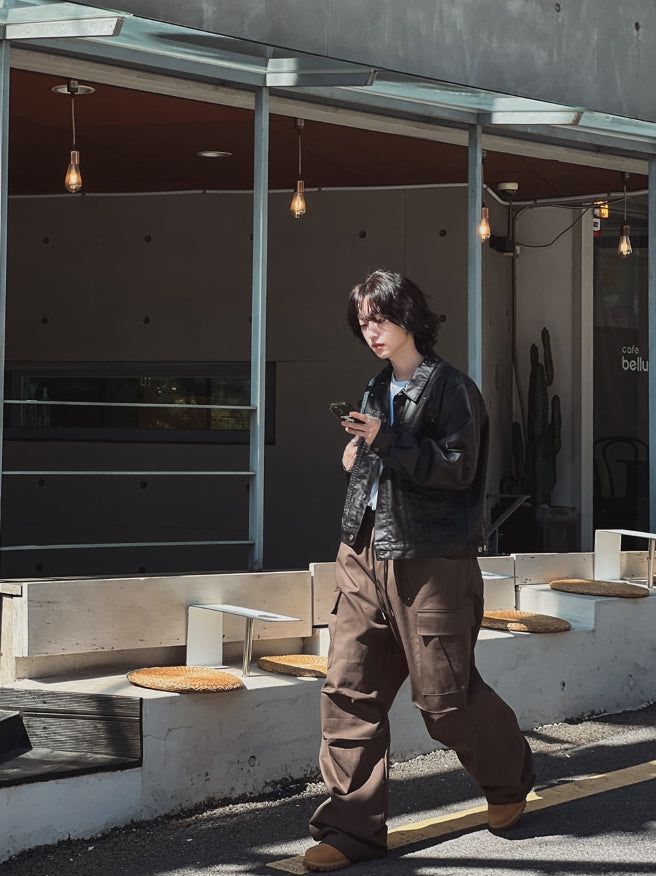 Wild pin tuck cargo cotton pants