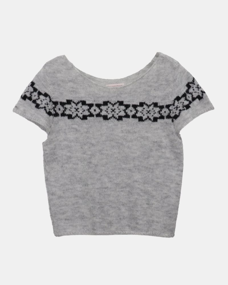 Barun Round-Neck Snowflake Layered Short-Sleeve Knit