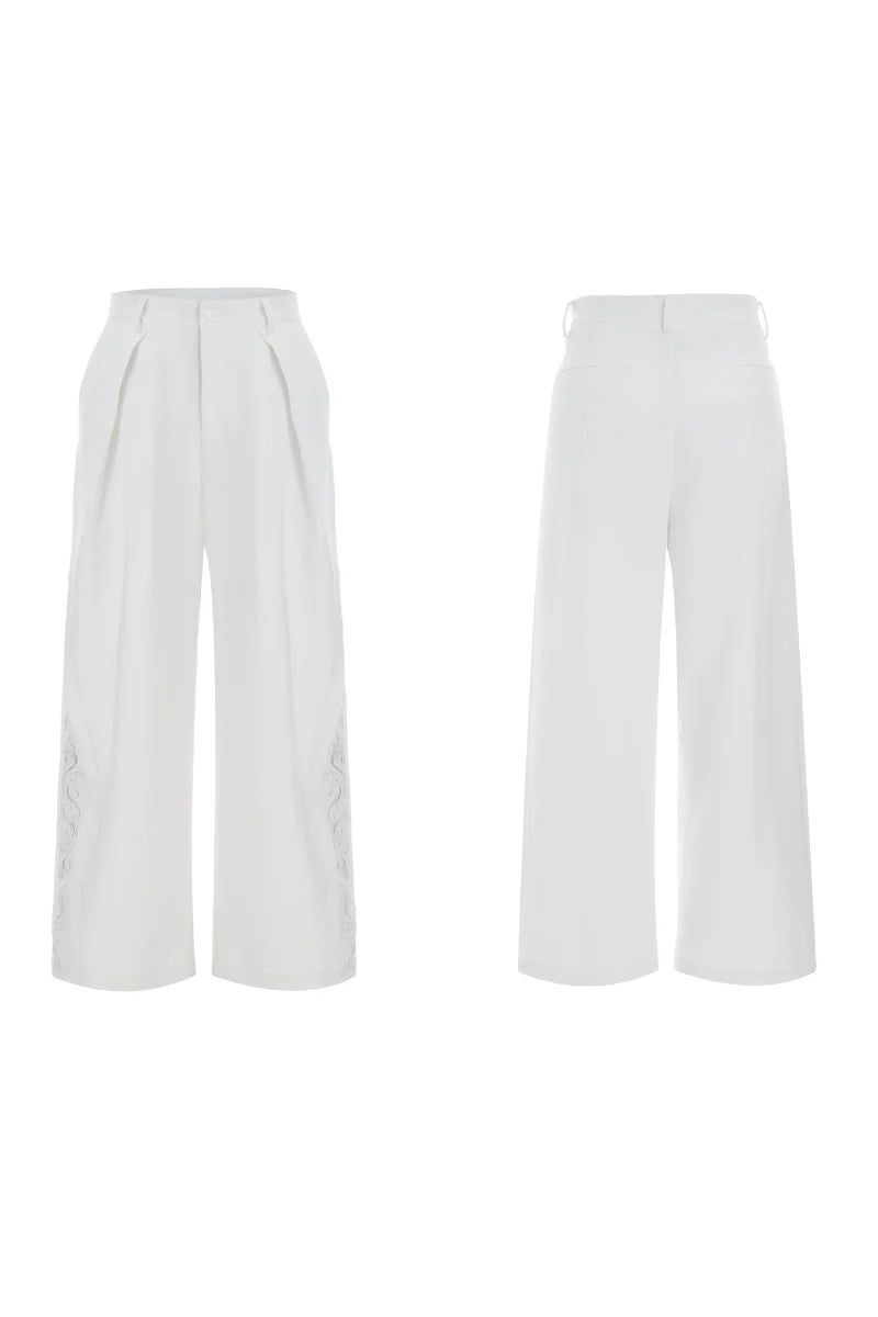 Embroidered Pleated Vintage Trousers