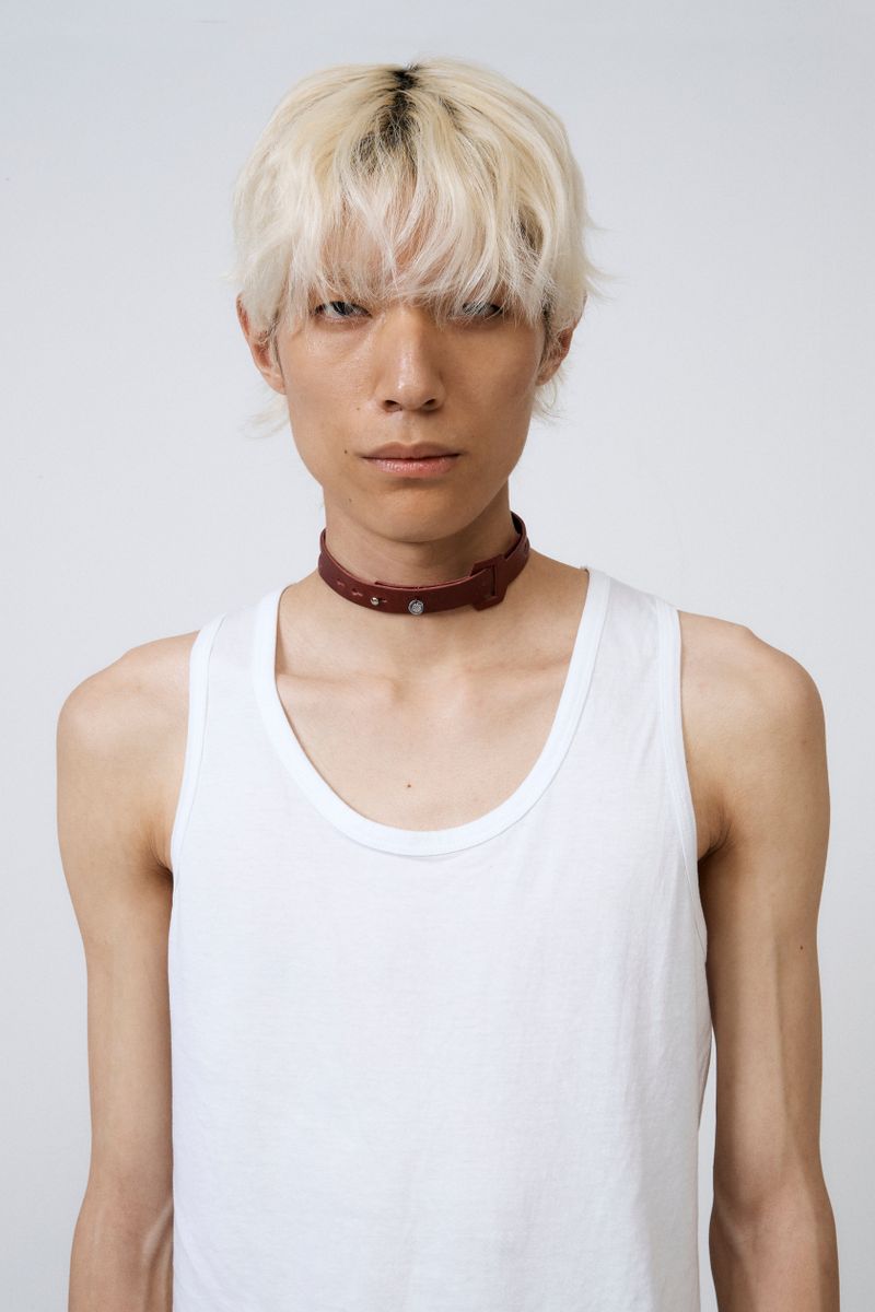 SIMPLE COW BELT CHOKER&BRACELET BURGUNDY
