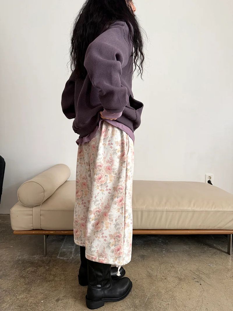 floral sweat crop pants