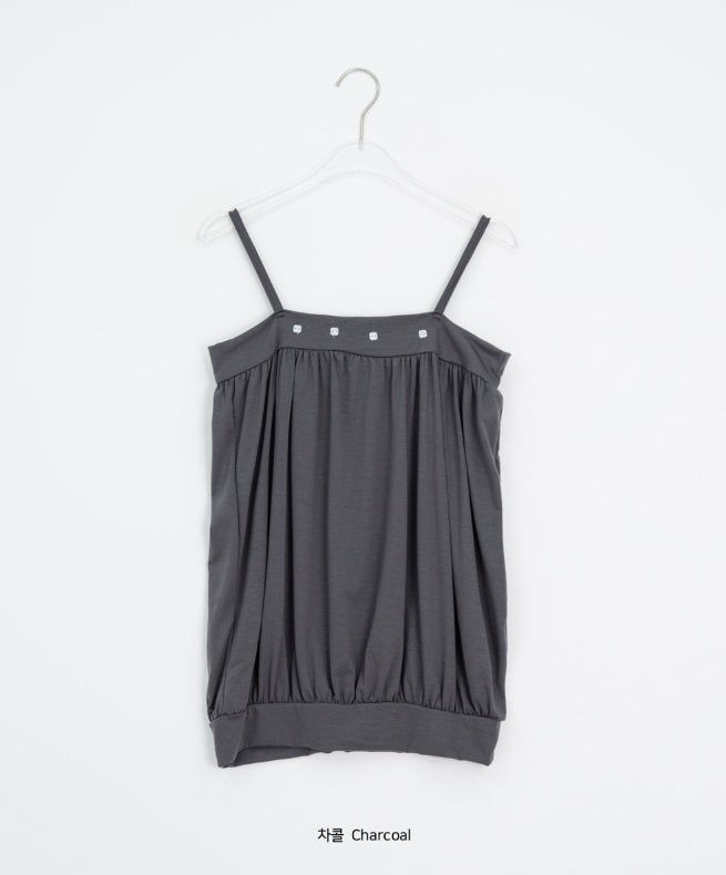 Micelle button balloon layered strap sleeveless