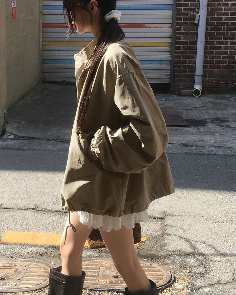 Pano Oversized Fit Cotton Short Bomber Jacket