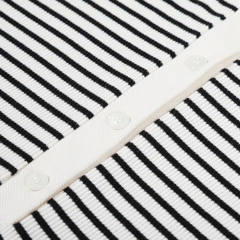 Stripe pique rib t-shirt (BLACK)