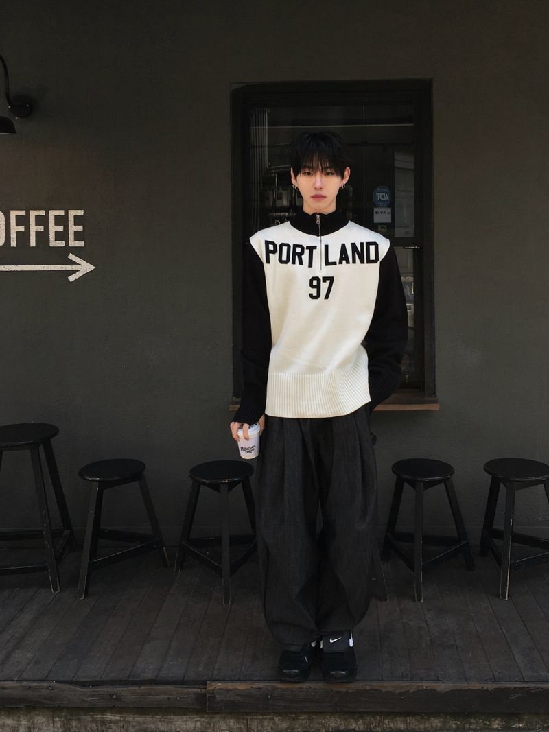 Portland 97 Color Block Knit Zip-Up 2C