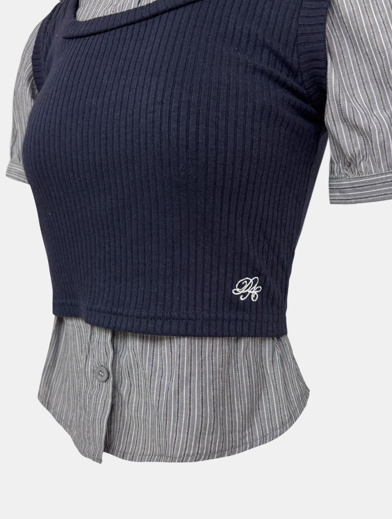 Oxford Layered Knit Shirt