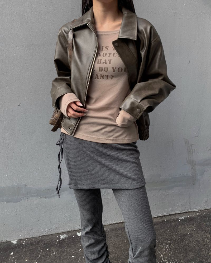 Slub leather jumper