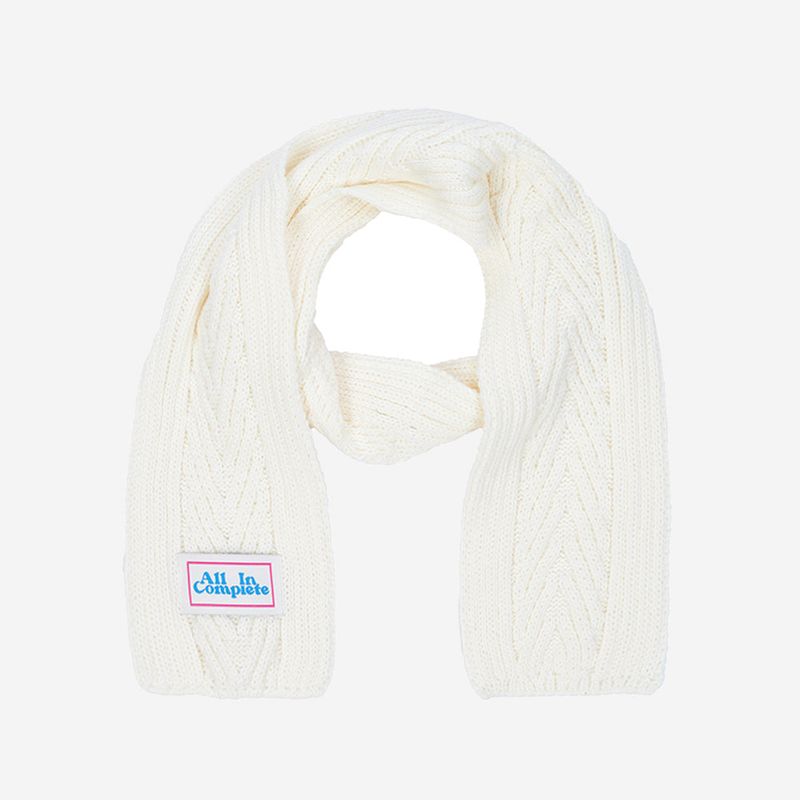 Arrow Knit Mini Muffler (Cream)