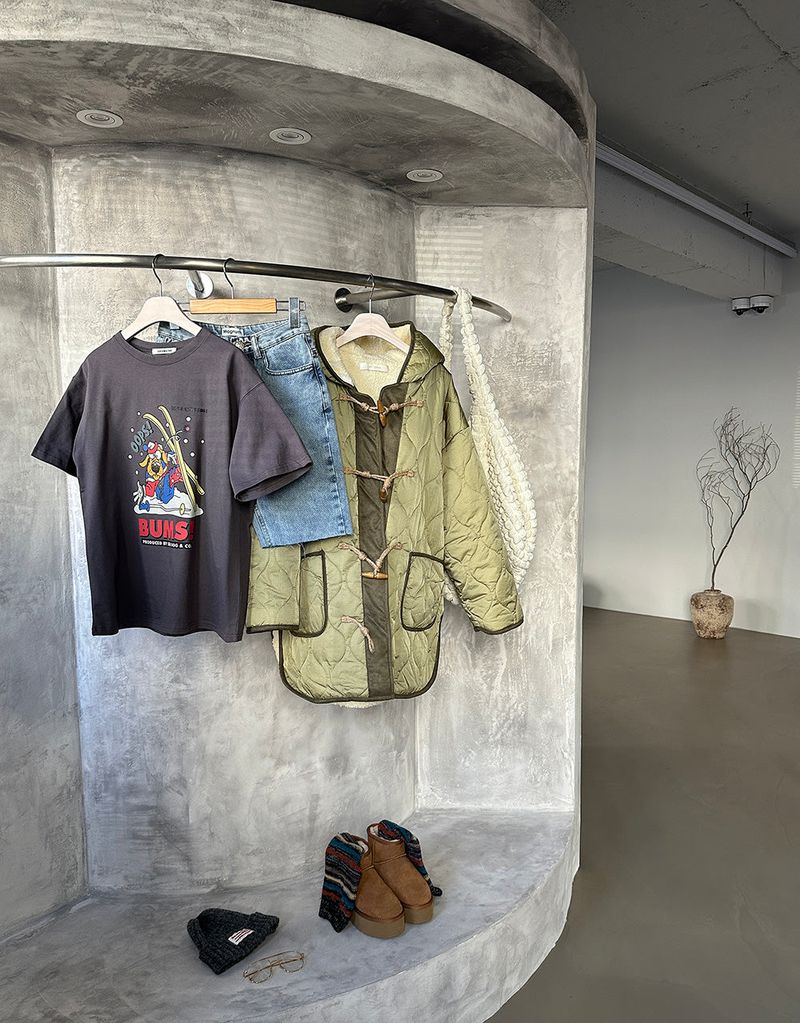 a quilted padded jacket with wool