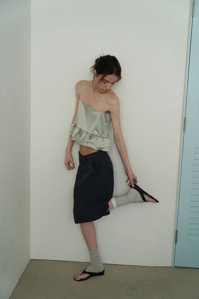 Bow bermuda pants_navy