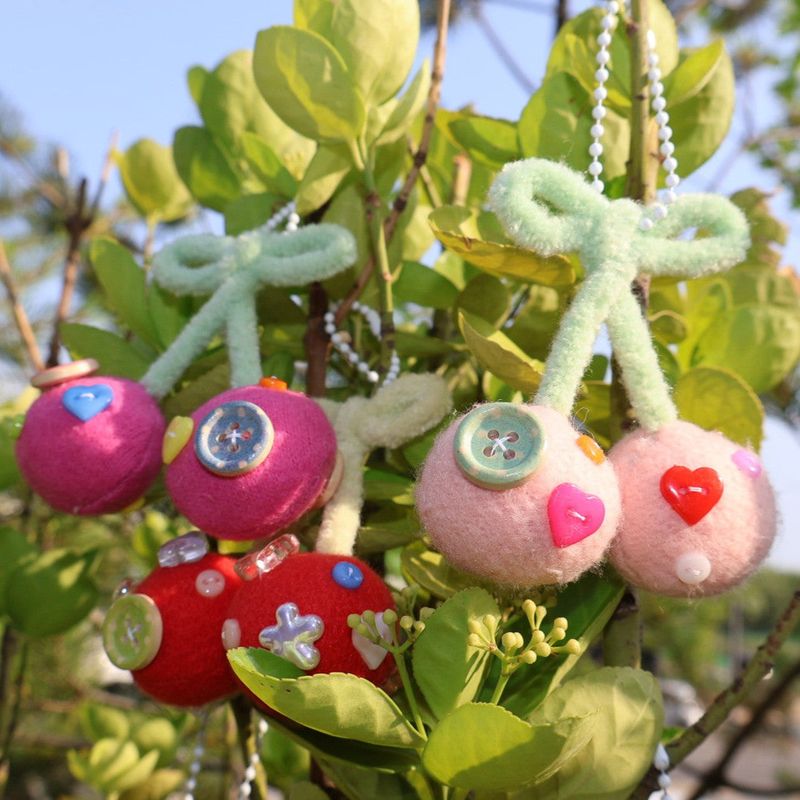 【MADE】BUTTON CHERRY KEYRING-PINK