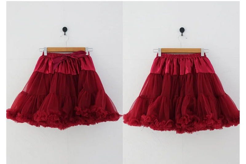 BURGUNDY FRILL TUTU MINI SKIRT