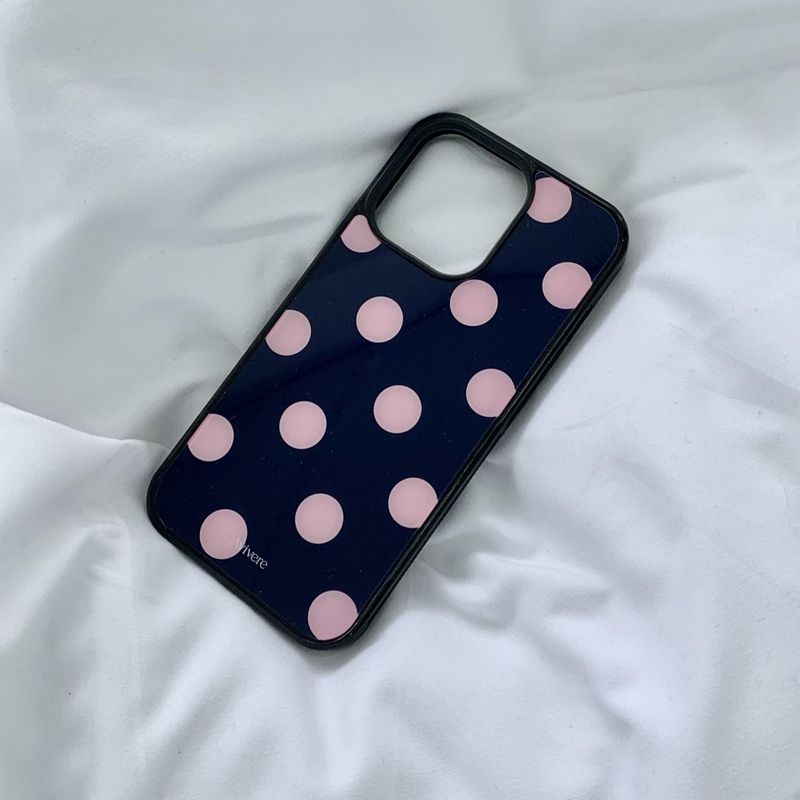 [MADE] Dot glass bumper case(navypink)