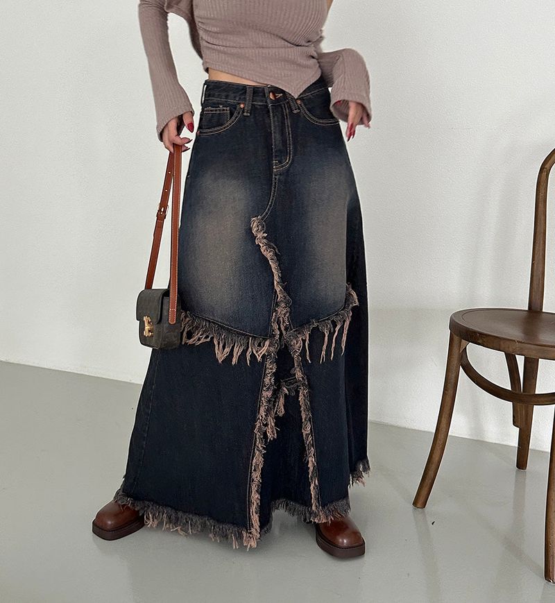 Delight-J（ディライトジェイ）の「Mocha denim maxi long skirt（Skirts）」
