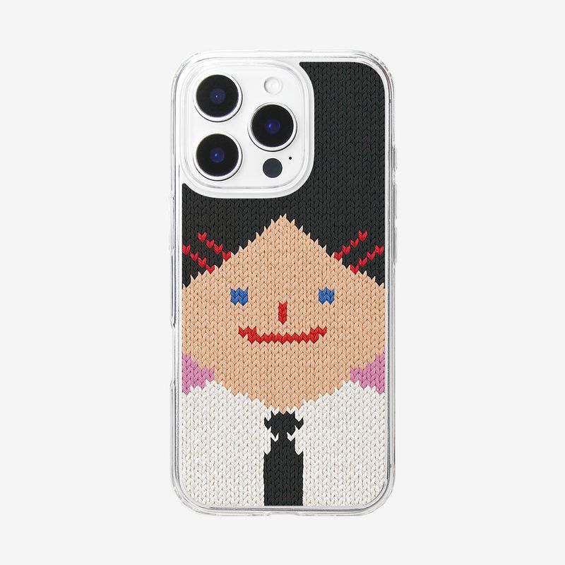 SMILEY FACE HARD JELL CASE - VER.2 (+HAIR KEYRING SET) - BLACK