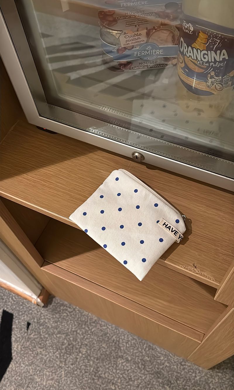 Dot flat pouch - blue , S size