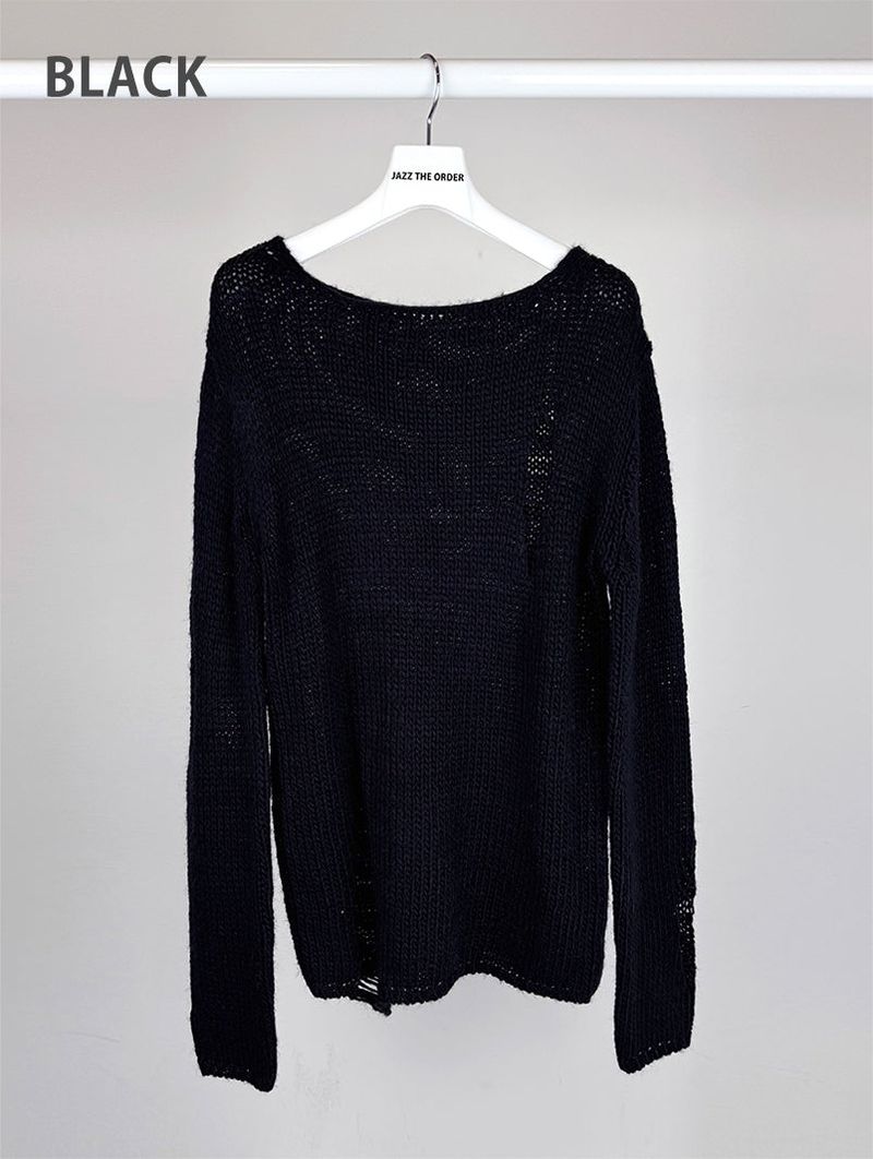 DAMAGE BOAT NECK LOOSE KNIT (3C)