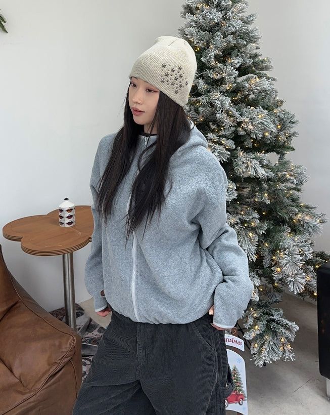 SATIIIZ（サティーズ）の「Kasan Crop Fleece Hooded Zip-Up（Tops）」