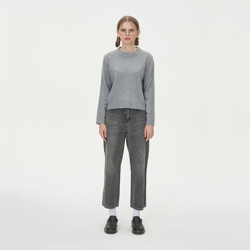 ROUND NECK WOOL KNIT_GRAY