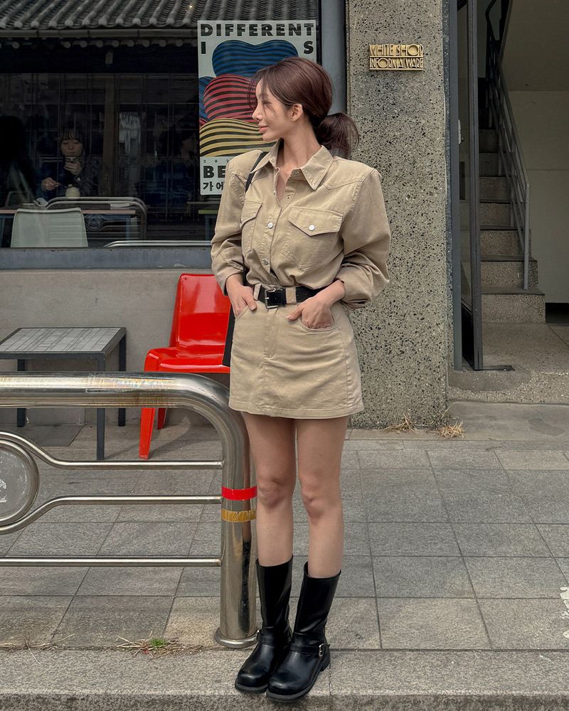 MAYBINS(メイビンス)の「Furing Tencel shirt & skirt set (with belt)(Setup)」
