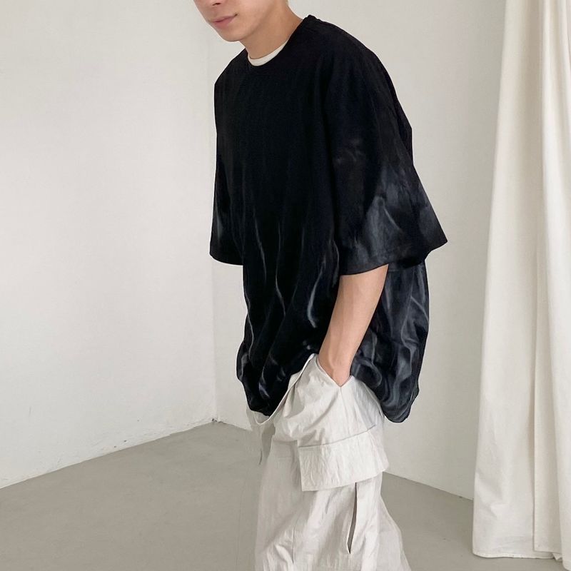 Flame Overfit Round Short Sleeve Tee 2color