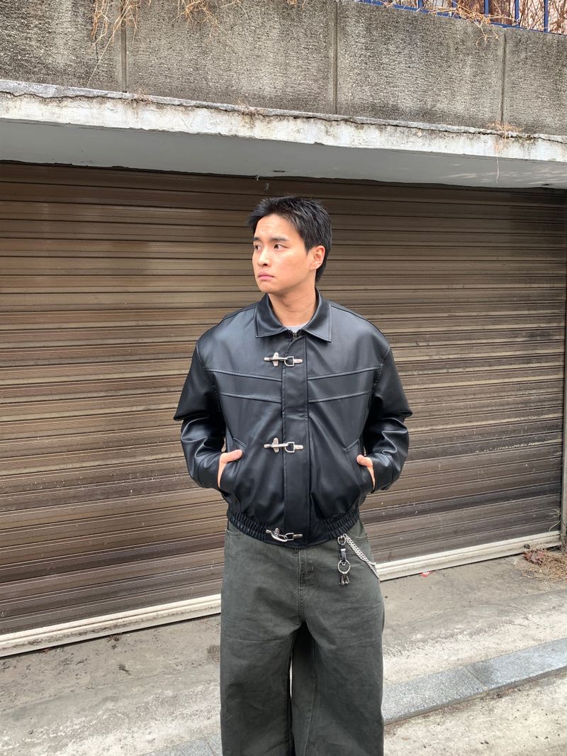 Hook Leather Crop Jacket