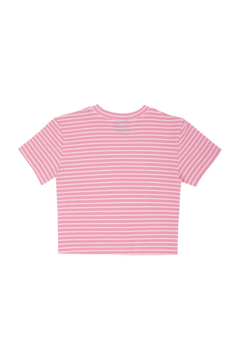 Pink Striped Cropped Tee