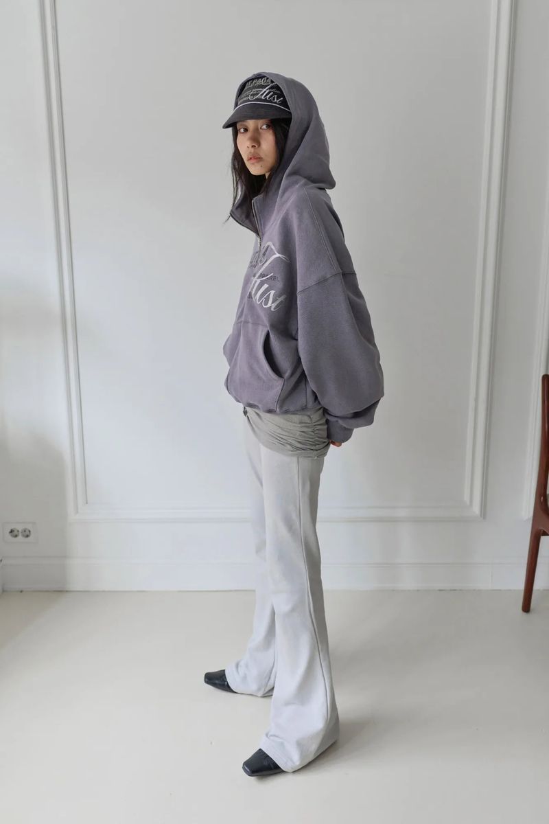 26SS★ HIGH NECK VINTAGE PIGMENT HOODIE ZIP-UP