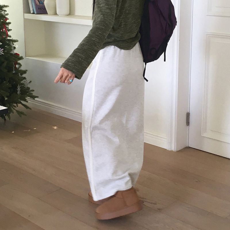 [Napping Lining] Luhee Angora line Sweat maxi long skirt