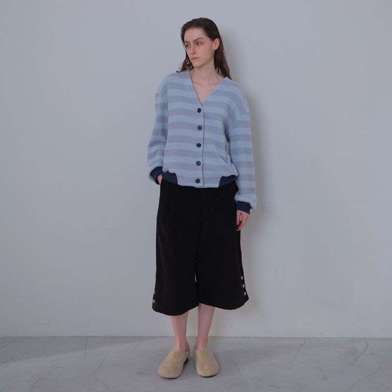 Black Corduroy Snap Bermuda Pants