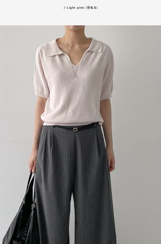 INCHANT ME（インチャントミー）の「Whole Garment Collar Short Sleeve Knit（Tops）」