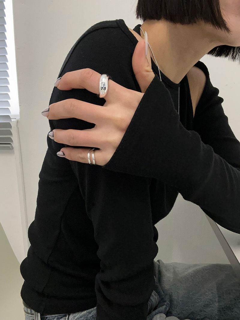 [925silver] Frame thin layer ring