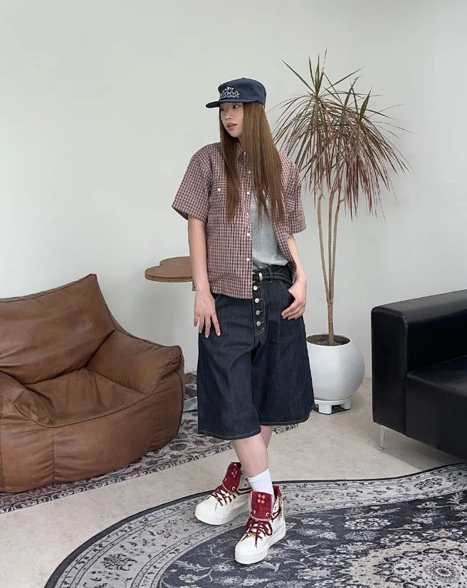Kea Two-Pocket Crop Check Shirt