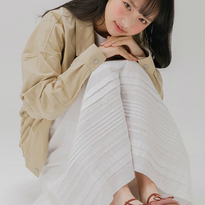 mellotory(メロートリー)の「PINTUCK COTTON LONG SKIRT (WHITE)(Skirts)」