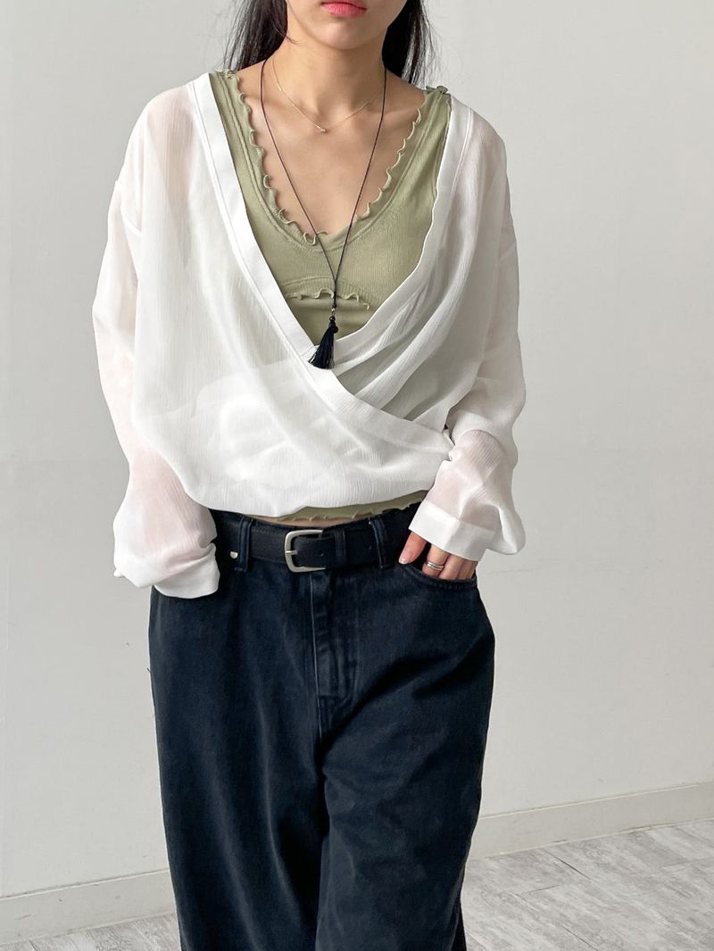Ruffle V-Neck Sleeveless Top