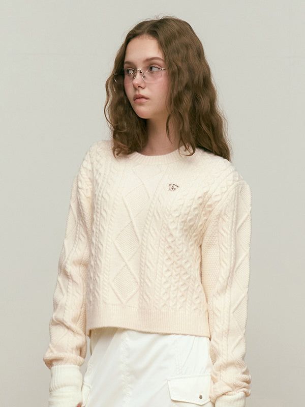 KIRSH（キルシー）の「ARCH CHERRY CABLE KNIT [IVORY]（Tops）」